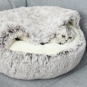 Cave Bed — Plush Half-Hood Nest — full bed