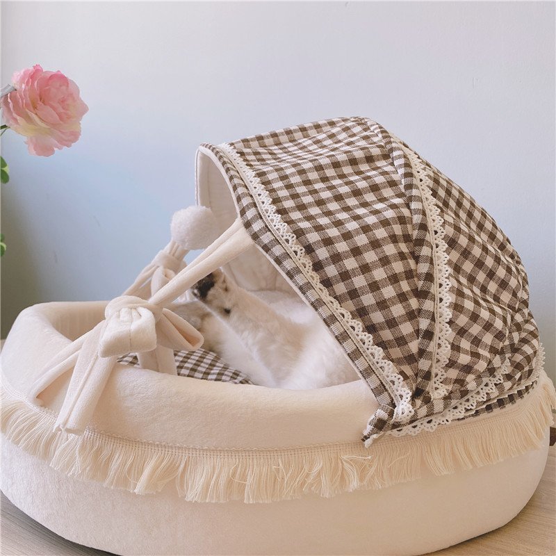 Cave Bed — Gingham Cradle Nook — full bed