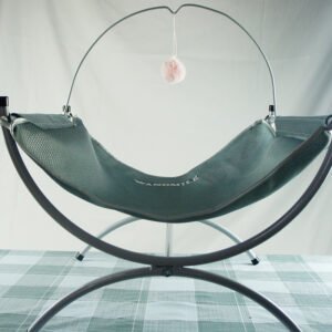 Raised Bed — Gray Curved-Frame Recliner — full bed